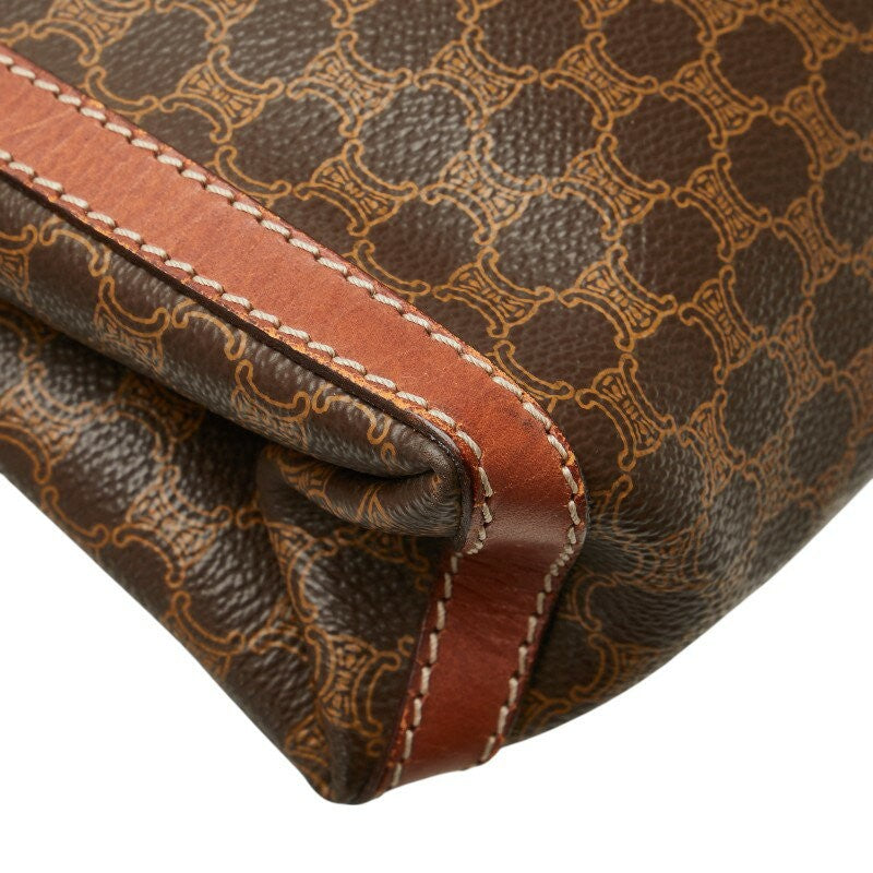 CELINE handbag Purse Macadam Brown clutch bag PVC Leather Women's Used Authentic