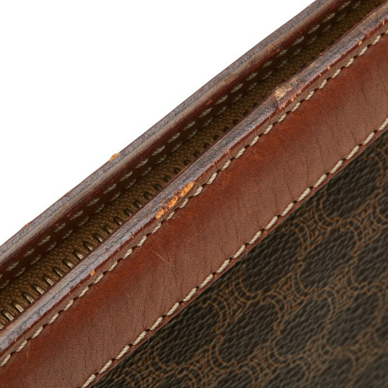 CELINE handbag Purse Macadam Brown clutch bag PVC Leather Women's Used Authentic