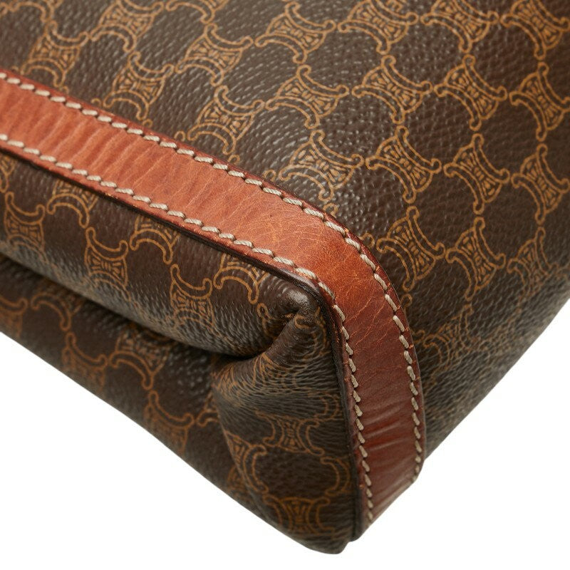 CELINE handbag Purse Macadam Brown clutch bag PVC Leather Women's Used Authentic