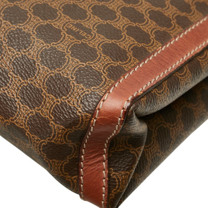 CELINE handbag Purse Macadam Brown clutch bag PVC Leather Women's Used Authentic