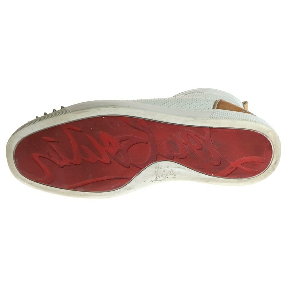 Christian Louboutin Sneakers Shoes High-cut Studs EU 41.5 US 8.5 White Gray Auth