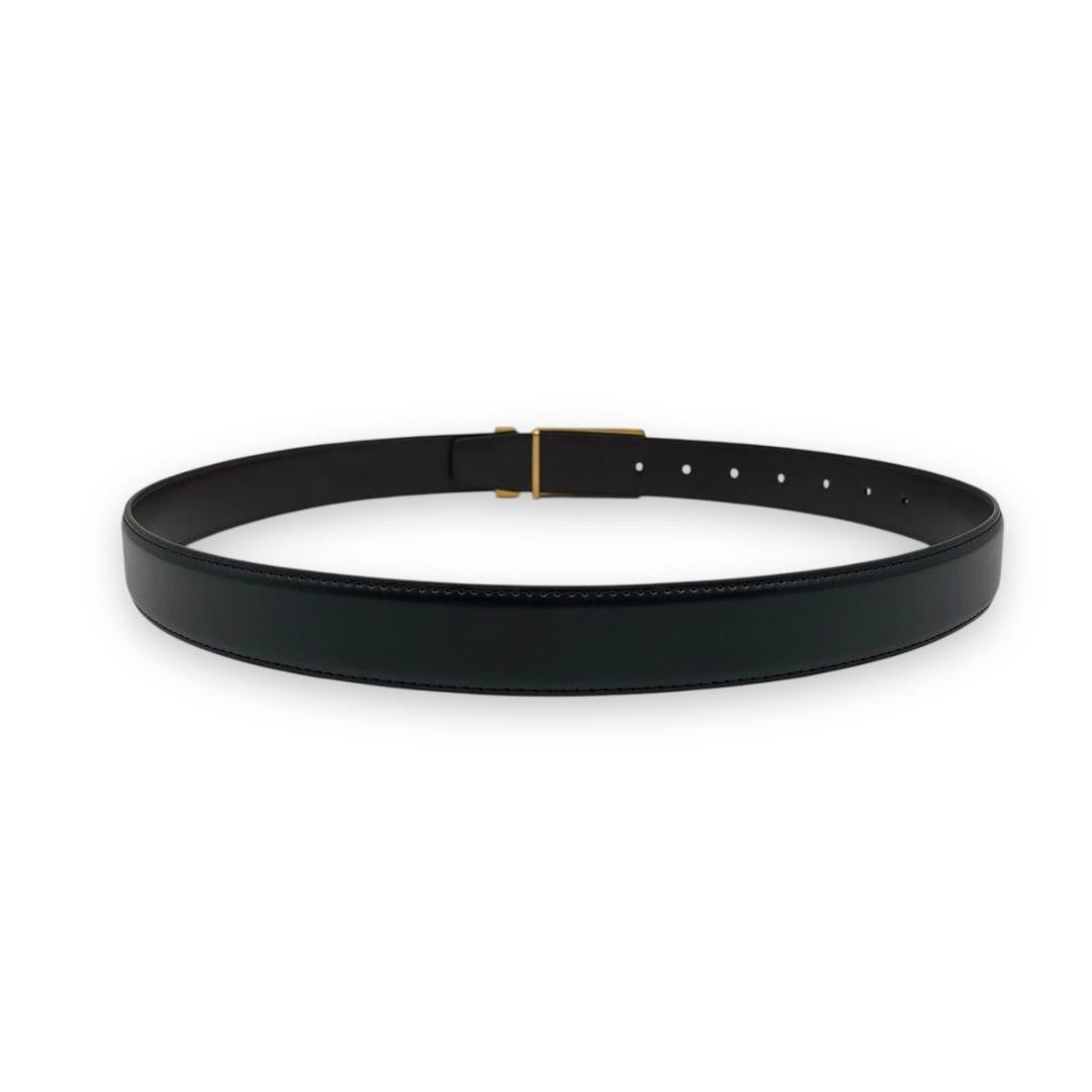 CELINE Men's Belt Horse carriage Black Brown Gold Leather Authentic