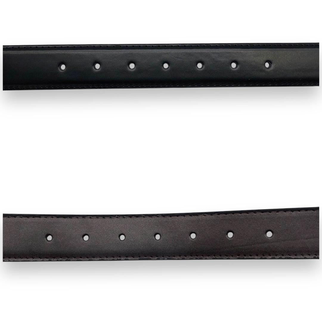 CELINE Men's Belt Horse carriage Black Brown Gold Leather Authentic