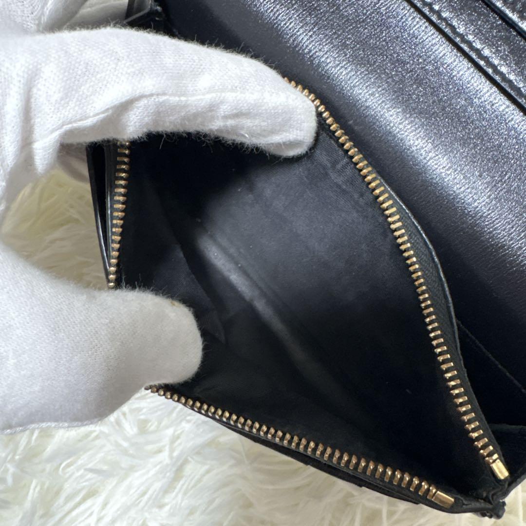 Saint Laurent Flap Wallet Long Purse YSL Cassandra Leather Black Auth