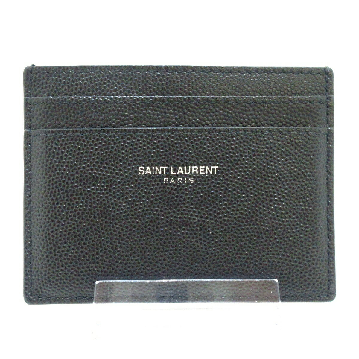 Saint Laurent Paris Card Case Holder Wallet Compact Purse Logo Leather Black