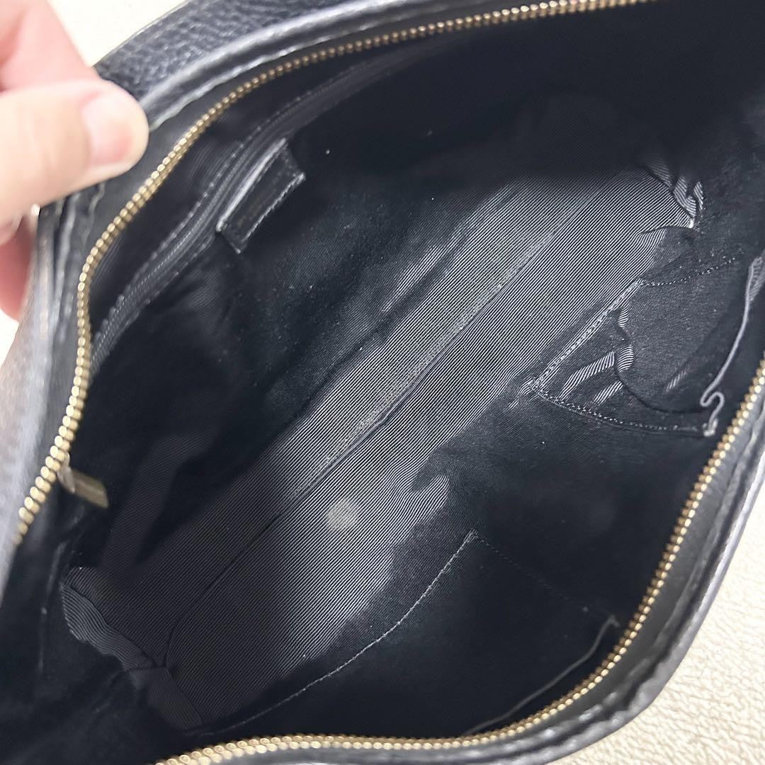 BURBERRY Accessory Pouch Hand Pouch Leather Black Authentic