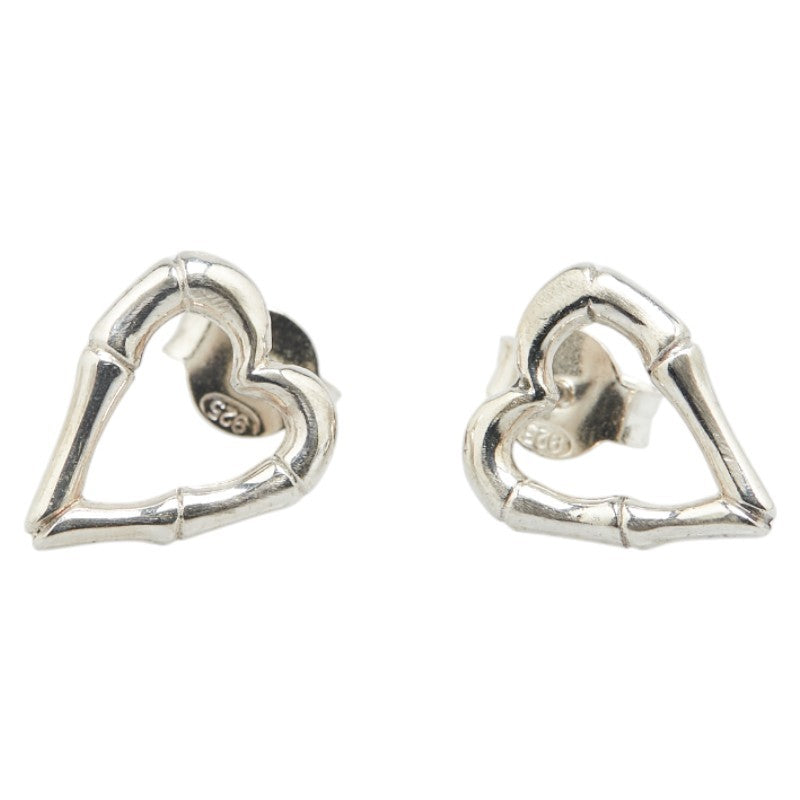 GUCCI Earrings Bamboo Heart Silver 925 Women Accessory Authentic