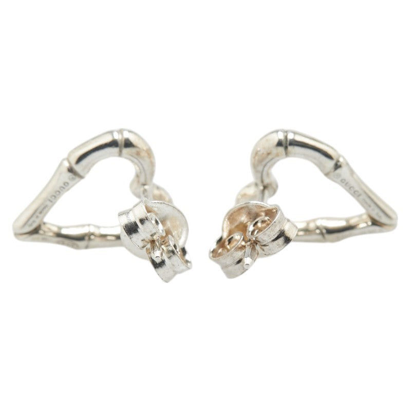 GUCCI Earrings Bamboo Heart Silver 925 Women Accessory Authentic