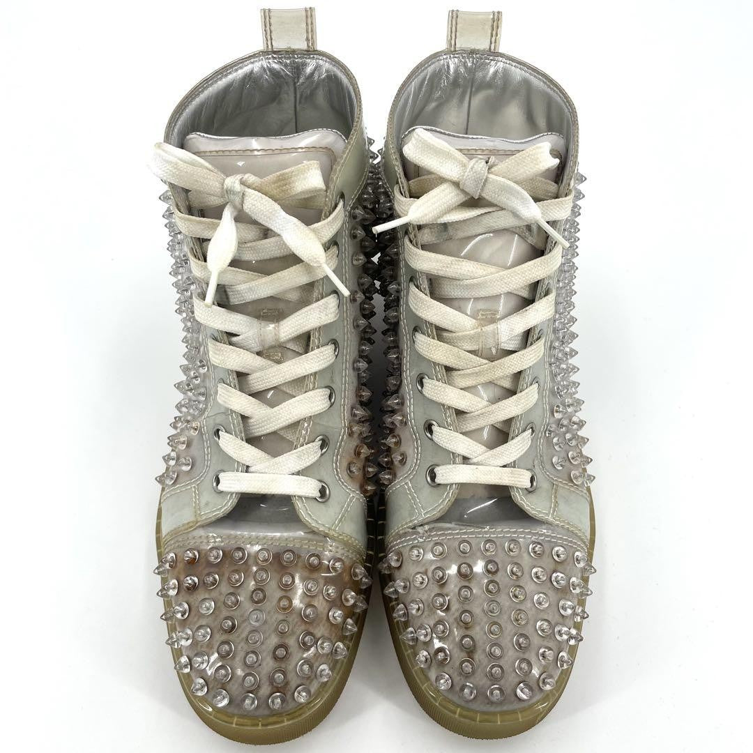 Christian Louboutin Sneakers Shoes High-cut Studs EU 42 US 9 Clear Red Authentic