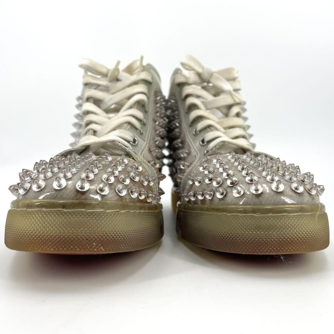 Christian Louboutin Sneakers Shoes High-cut Studs EU 42 US 9 Clear Red Authentic