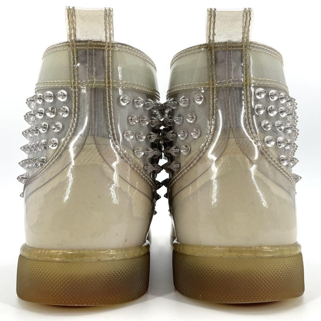 Christian Louboutin Sneakers Shoes High-cut Studs EU 42 US 9 Clear Red Authentic