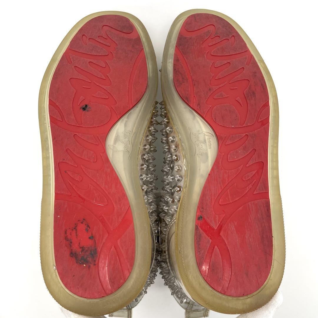 Christian Louboutin Sneakers Shoes High-cut Studs EU 42 US 9 Clear Red Authentic