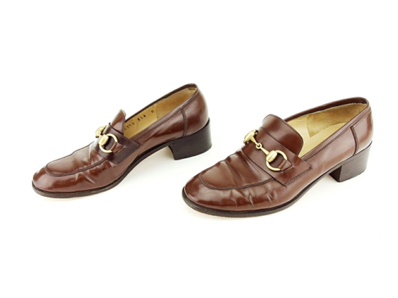 GUCCI Loafers Shoes Horse Bit EU 35.5 US 5.5 Leather Brown Authentic