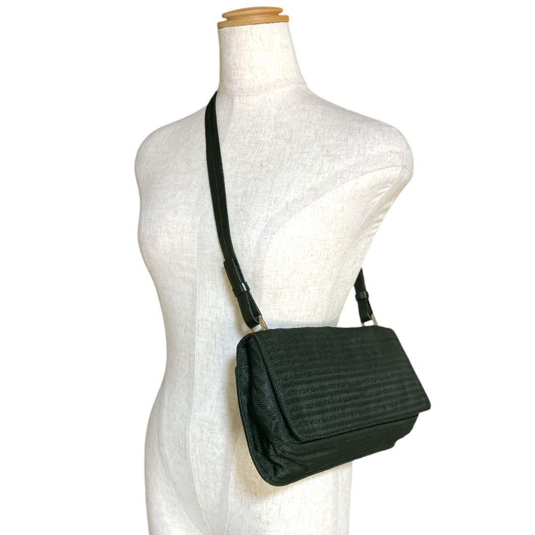 PRADA Shoulder Bag Purse Nylon Leather Black Authentic