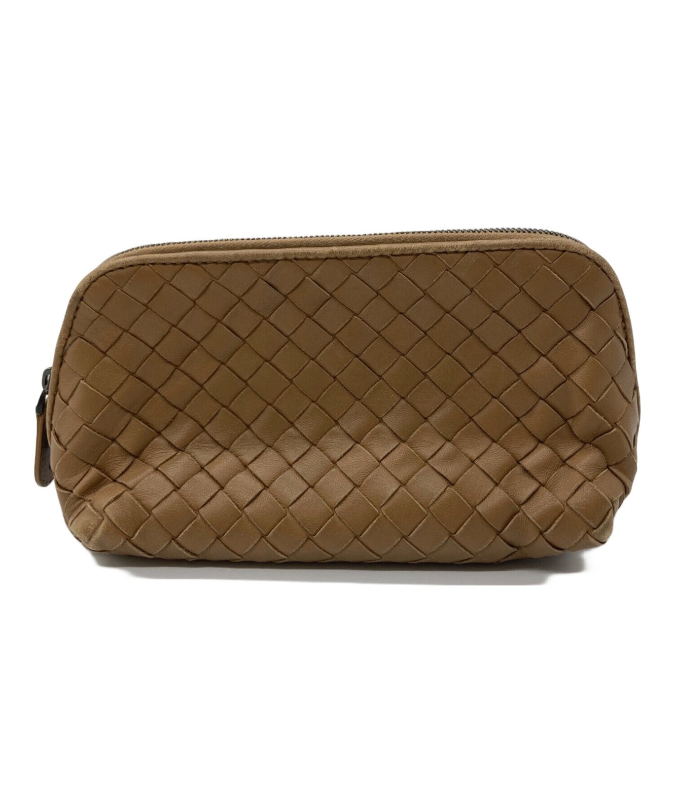 BOTTEGA VENETA Accessory Pouch Hand Pouch Intrecciato Brown Authentic