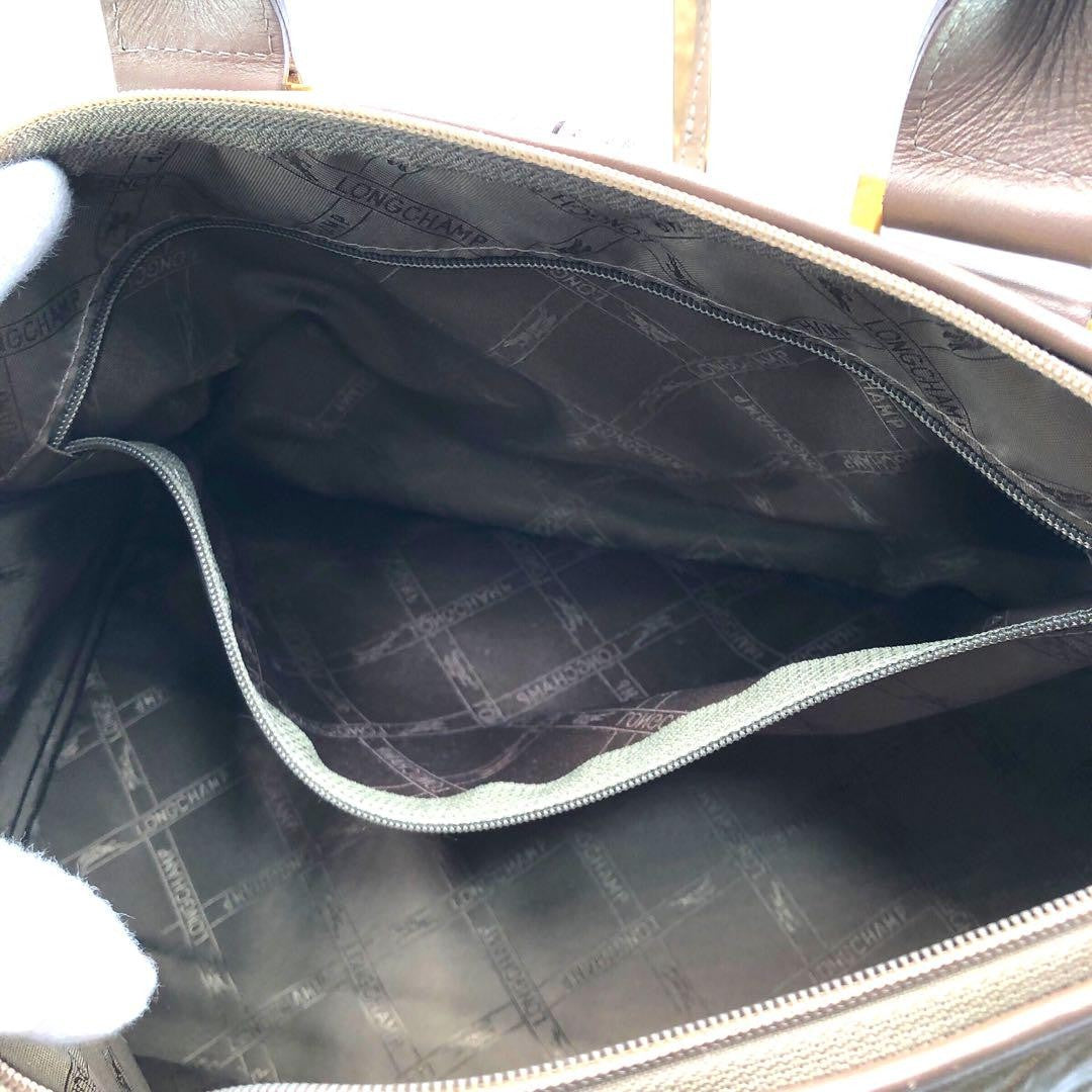 Longchamp Hand Bag Tote Purse Leather Gold Authentic