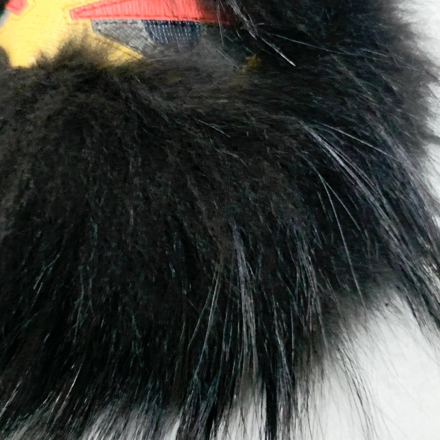 FENDI Bag Charm Monster Key Holder Strap Fur Leather Black Yellow Used Authentic