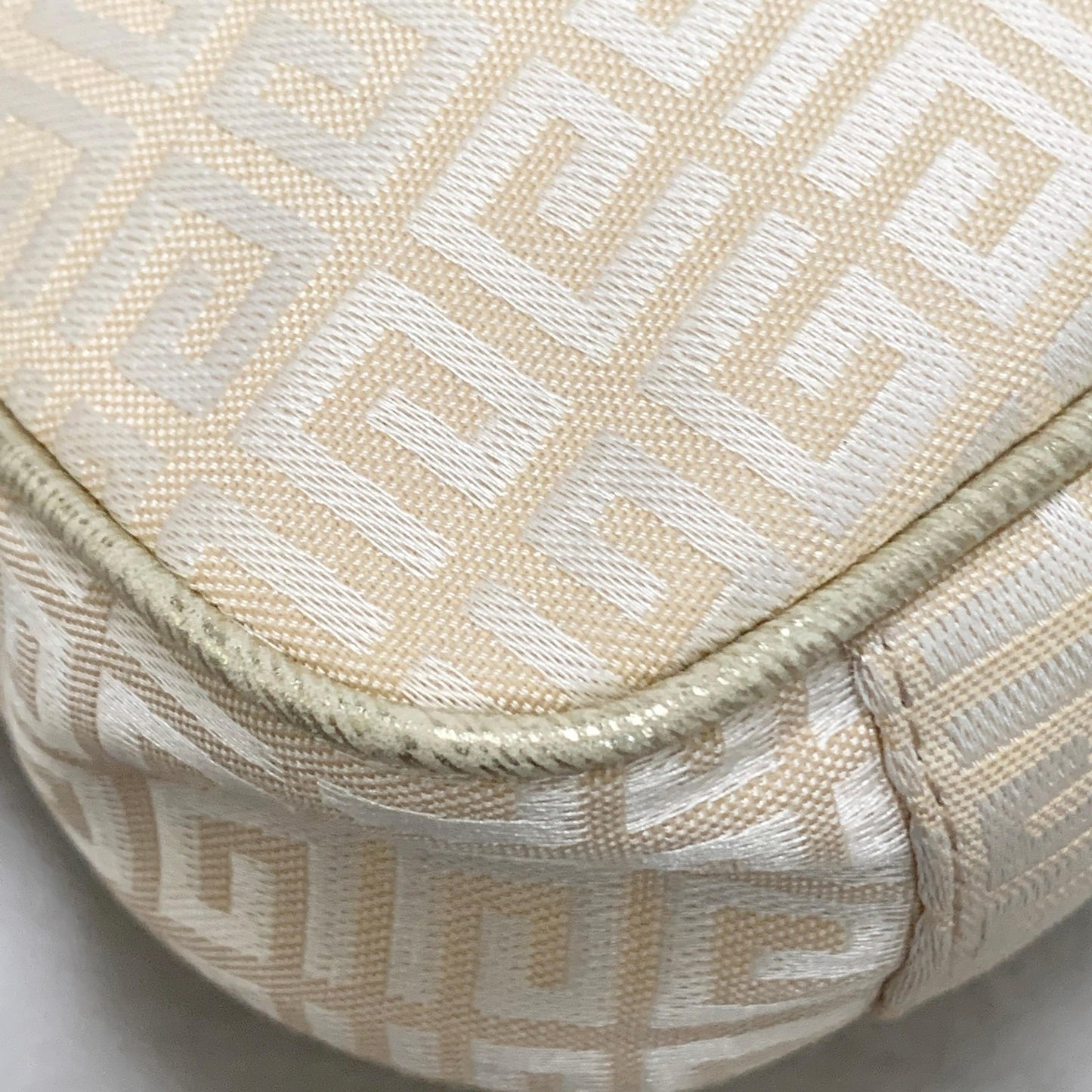 GIVENCHY Shoulder Bag 4G Logo Hand Purse Canvas White Gold Used Women's Auth