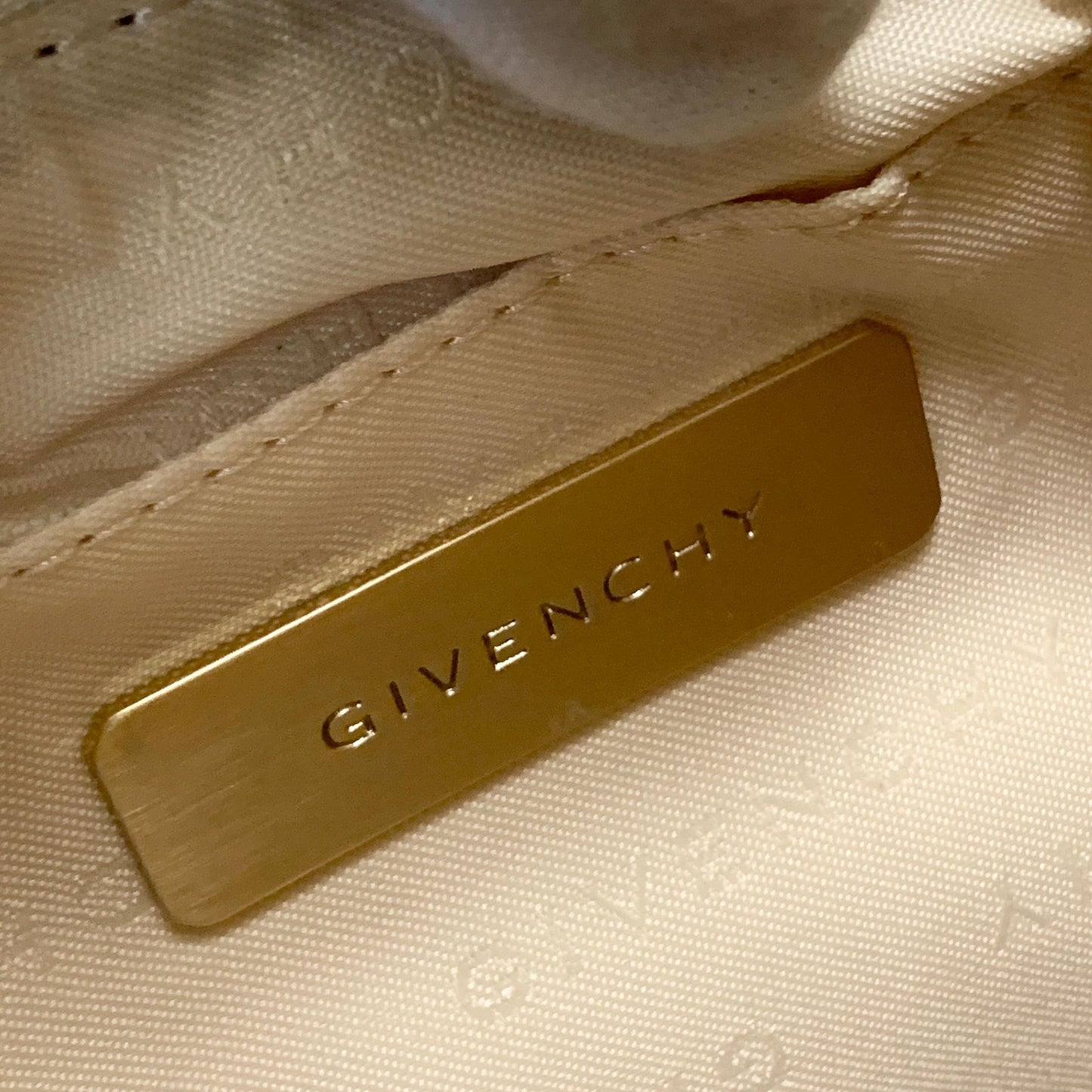 GIVENCHY Shoulder Bag 4G Logo Hand Purse Canvas White Gold Used Women's Auth