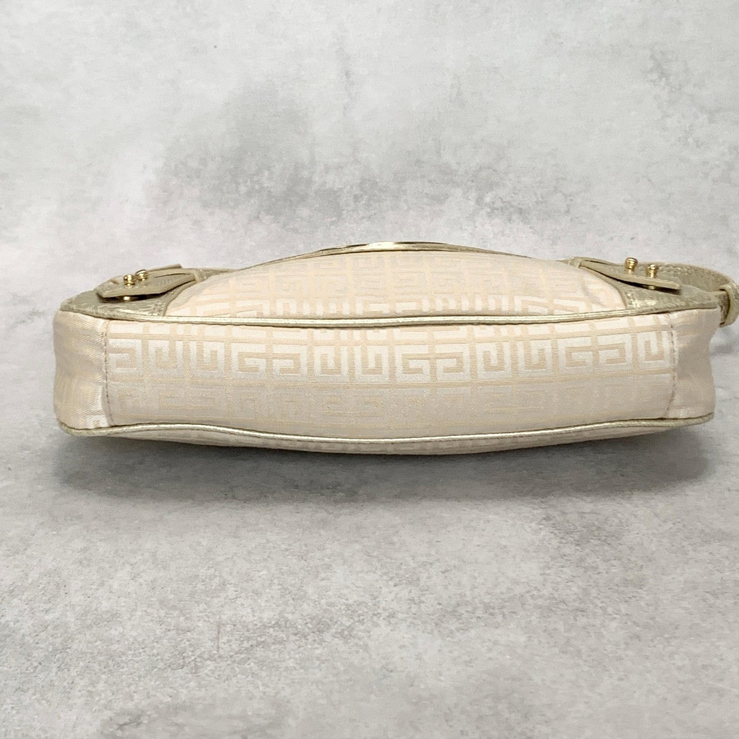 GIVENCHY Shoulder Bag 4G Logo Hand Purse Canvas White Gold Used Women's Auth