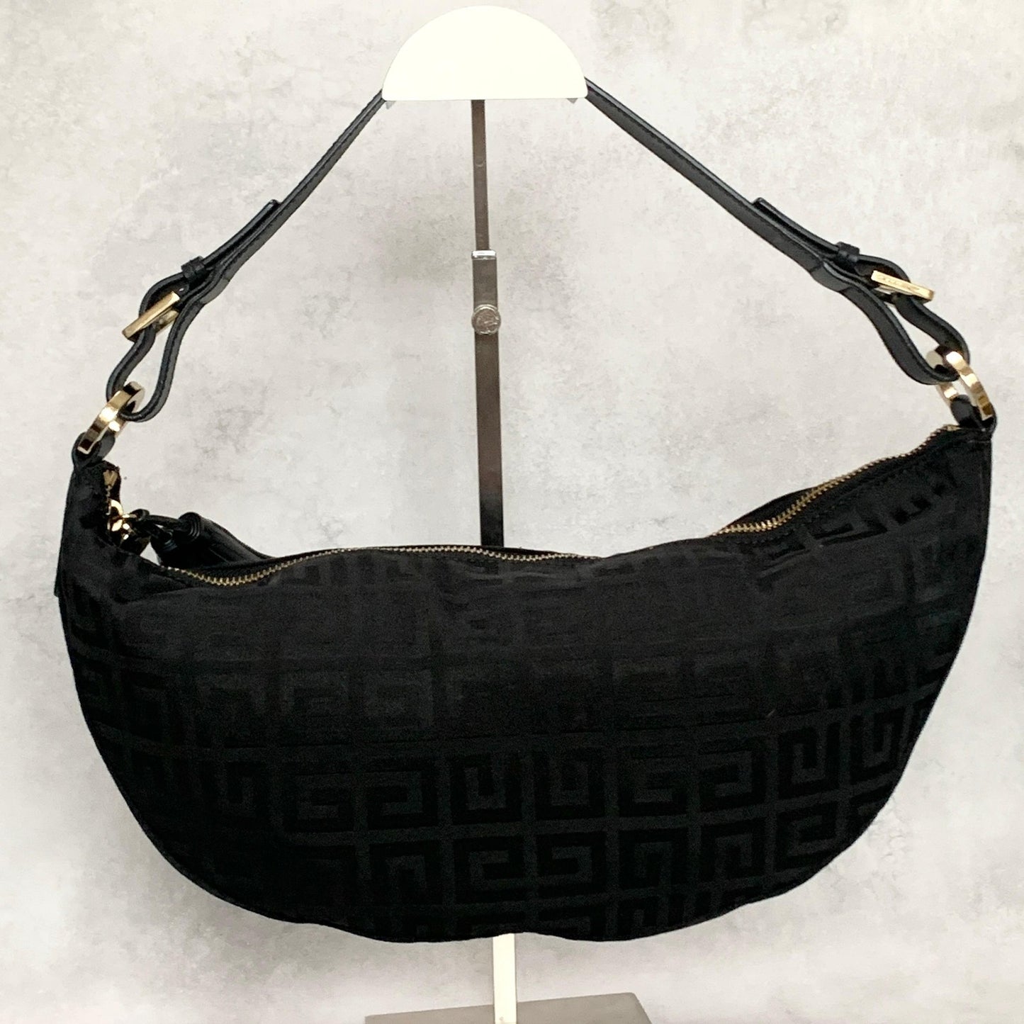 GIVENCHY Bag 4G Tassel Shoulder Purse Canvas Black Gold Used Women's Authentic