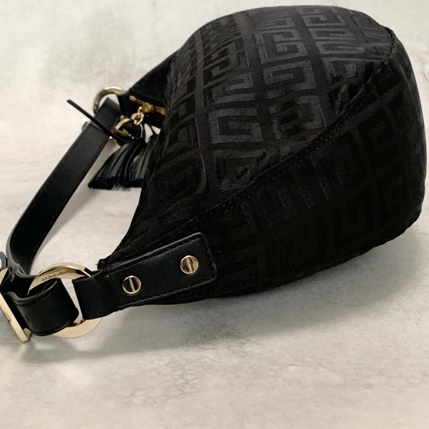 GIVENCHY Bag 4G Tassel Shoulder Purse Canvas Black Gold Used Women's Authentic