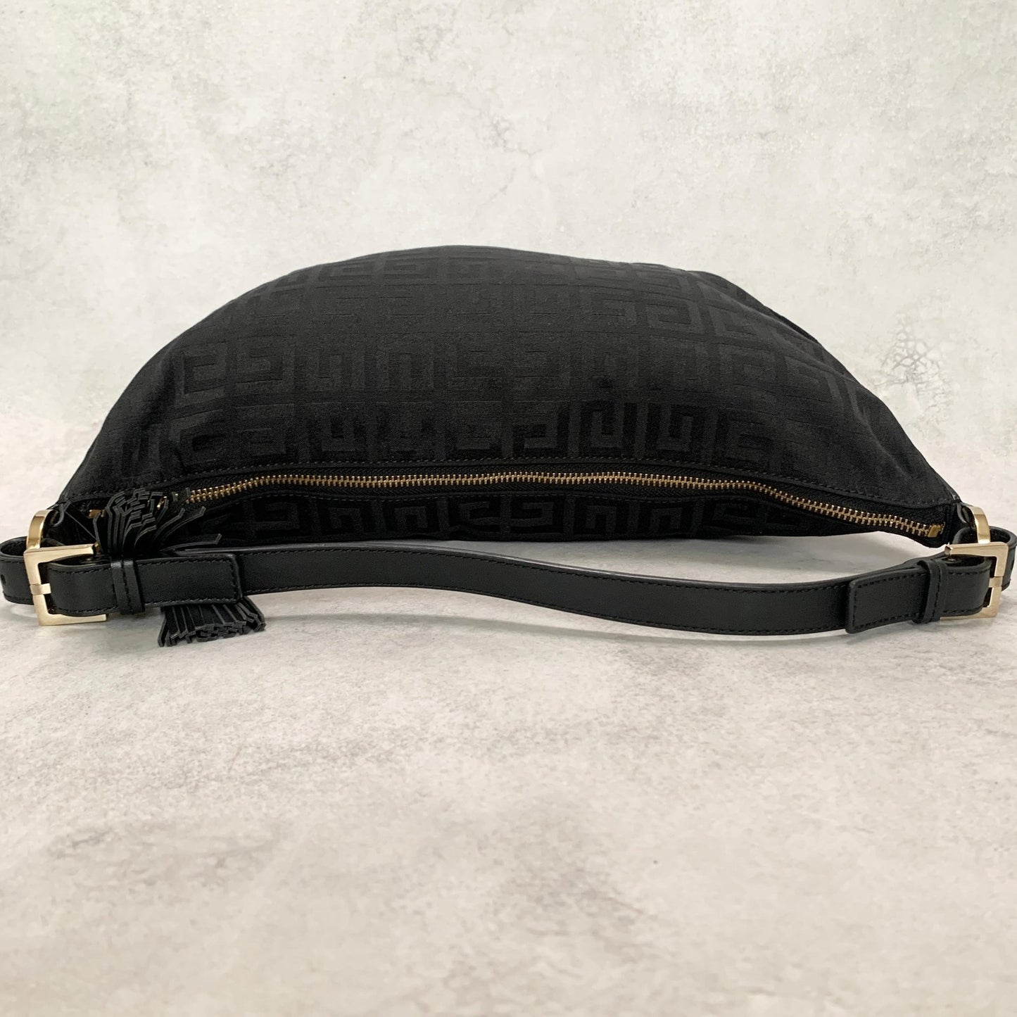 GIVENCHY Bag 4G Tassel Shoulder Purse Canvas Black Gold Used Women's Authentic