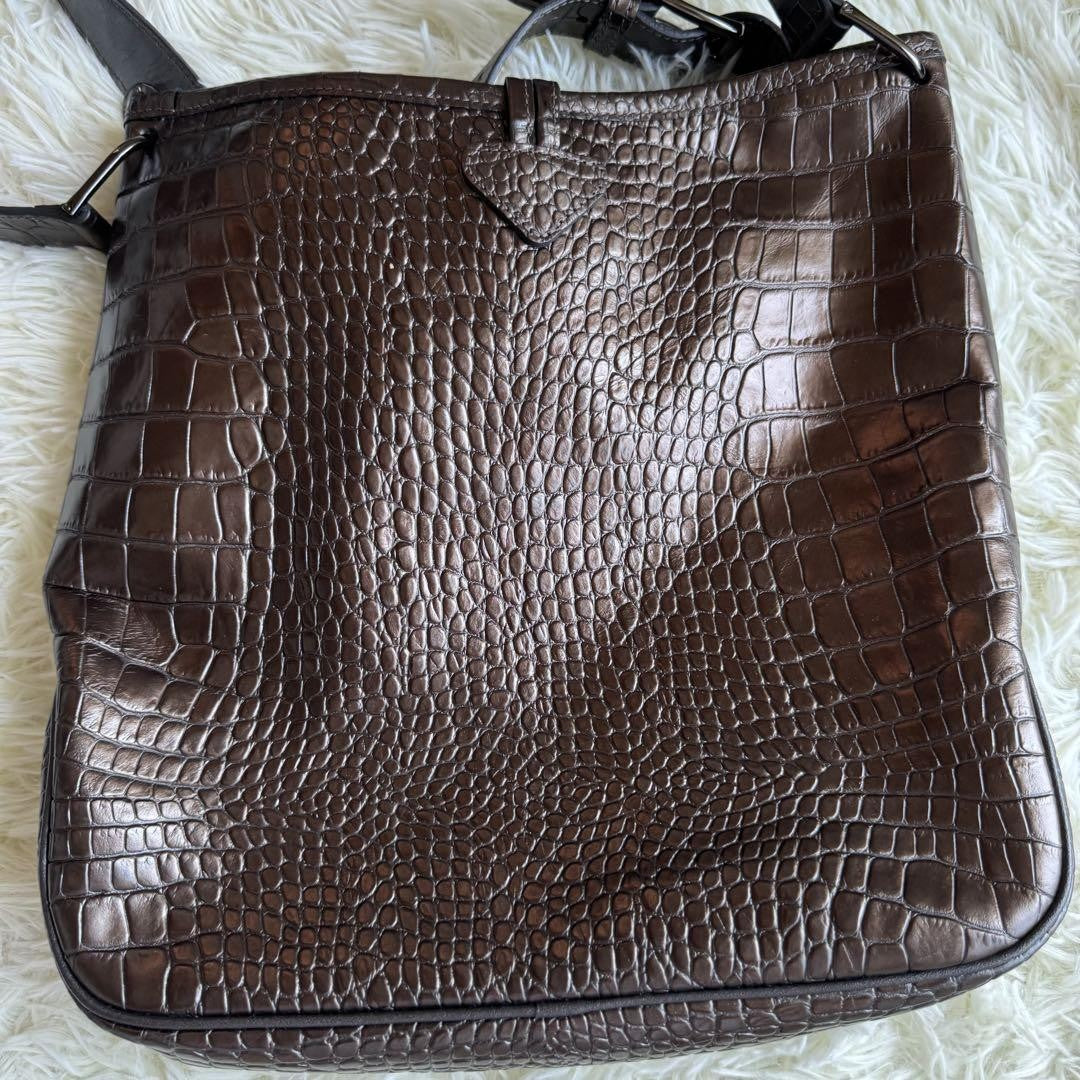 Longchamp Shoulder Bag Purse Brown Bronze Authentic