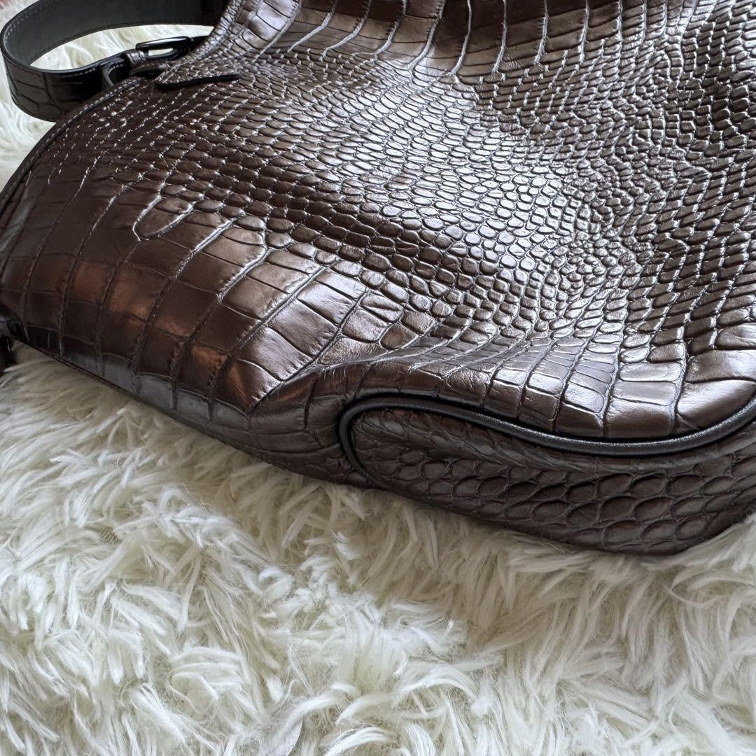 Longchamp Shoulder Bag Purse Brown Bronze Authentic