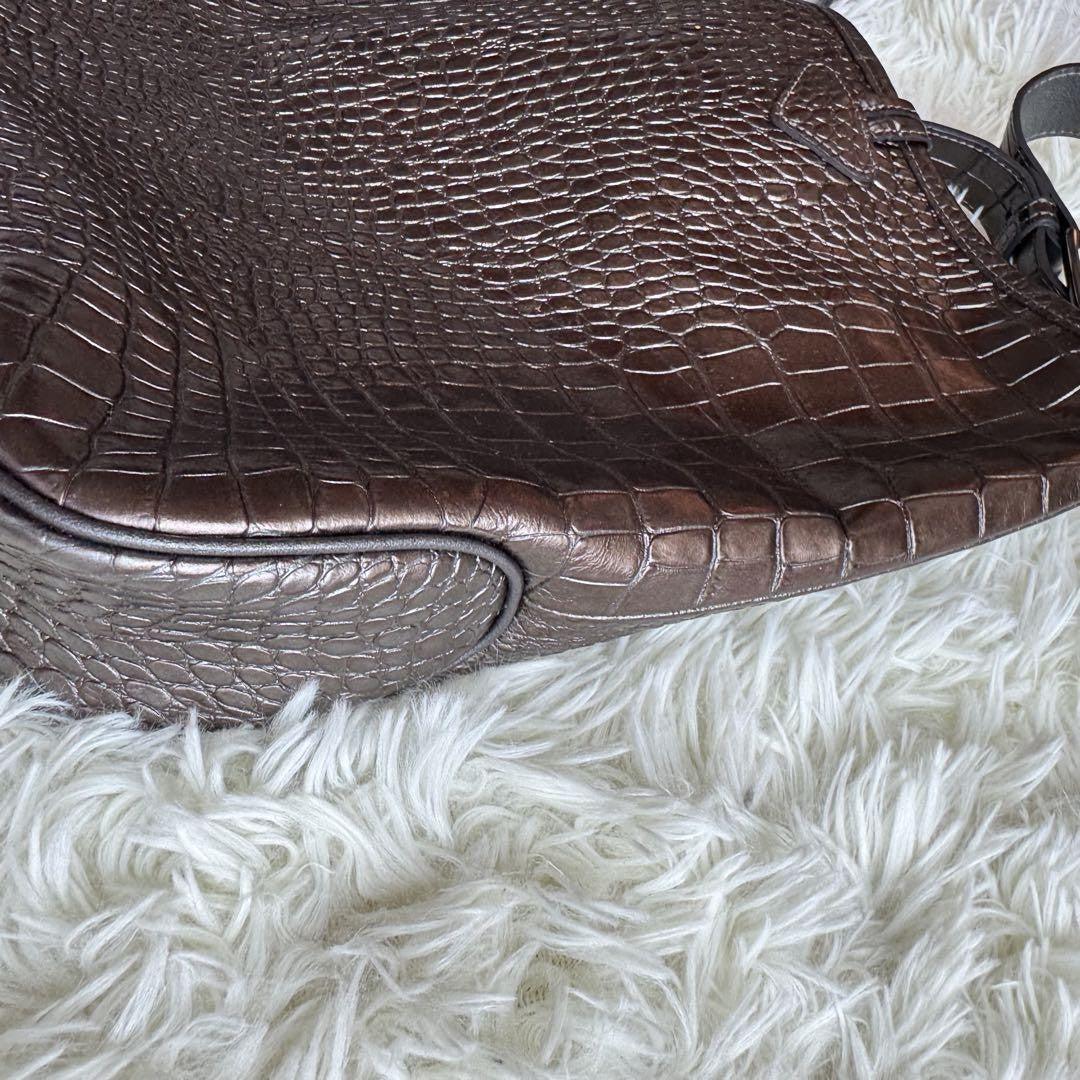 Longchamp Shoulder Bag Purse Brown Bronze Authentic