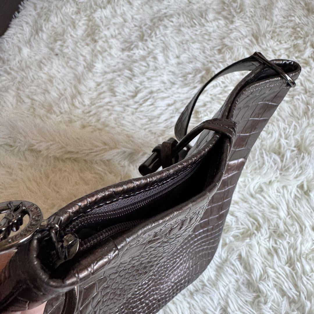Longchamp Shoulder Bag Purse Brown Bronze Authentic