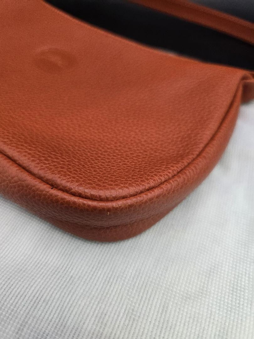 Longchamp Hand Bag Tote Purse Leather Brown Authentic