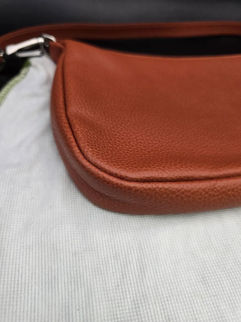 Longchamp Hand Bag Tote Purse Leather Brown Authentic