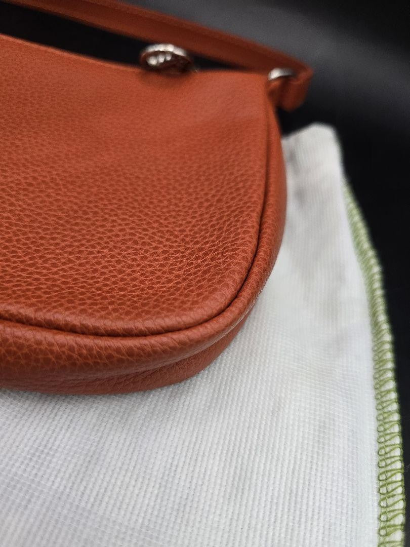 Longchamp Hand Bag Tote Purse Leather Brown Authentic