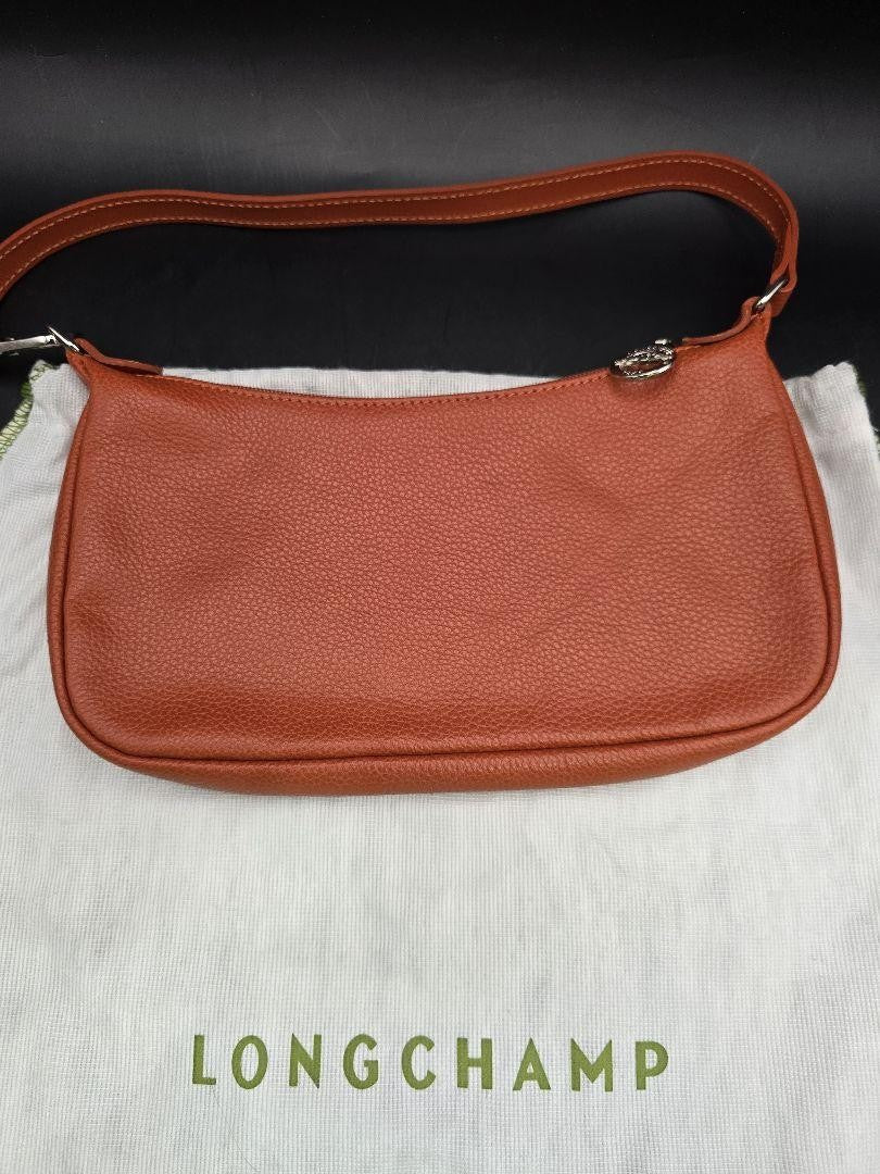 Longchamp Hand Bag Tote Purse Leather Brown Authentic