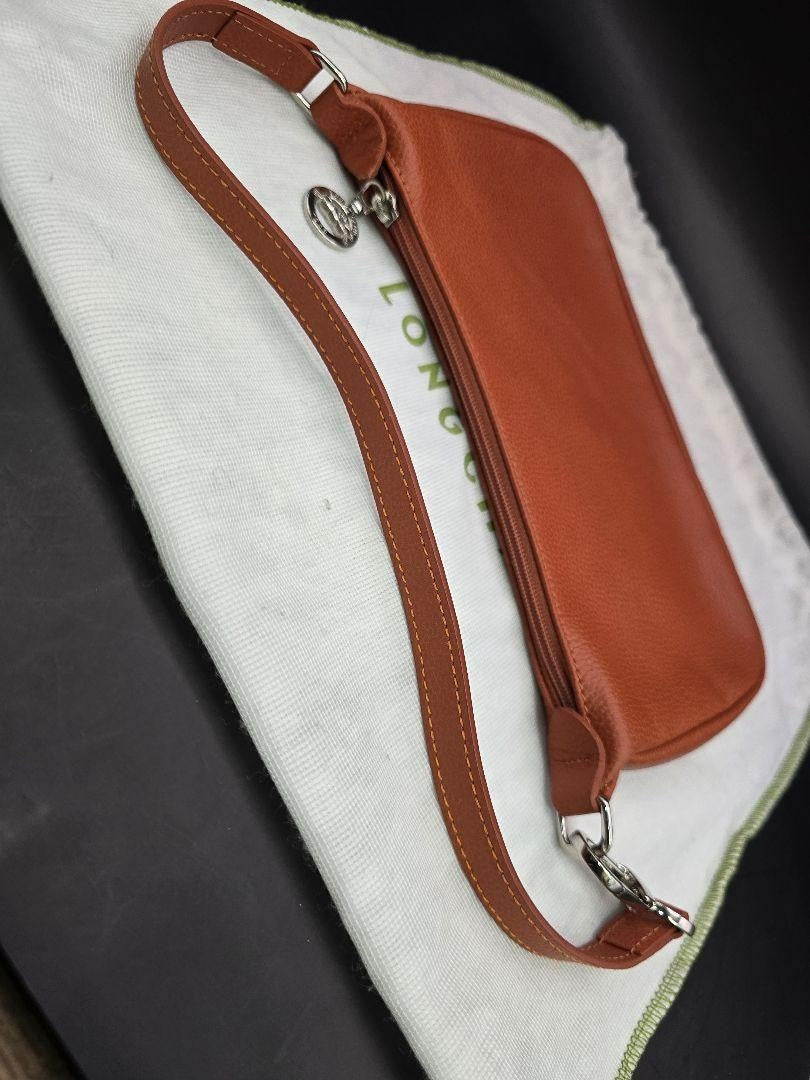 Longchamp Hand Bag Tote Purse Leather Brown Authentic