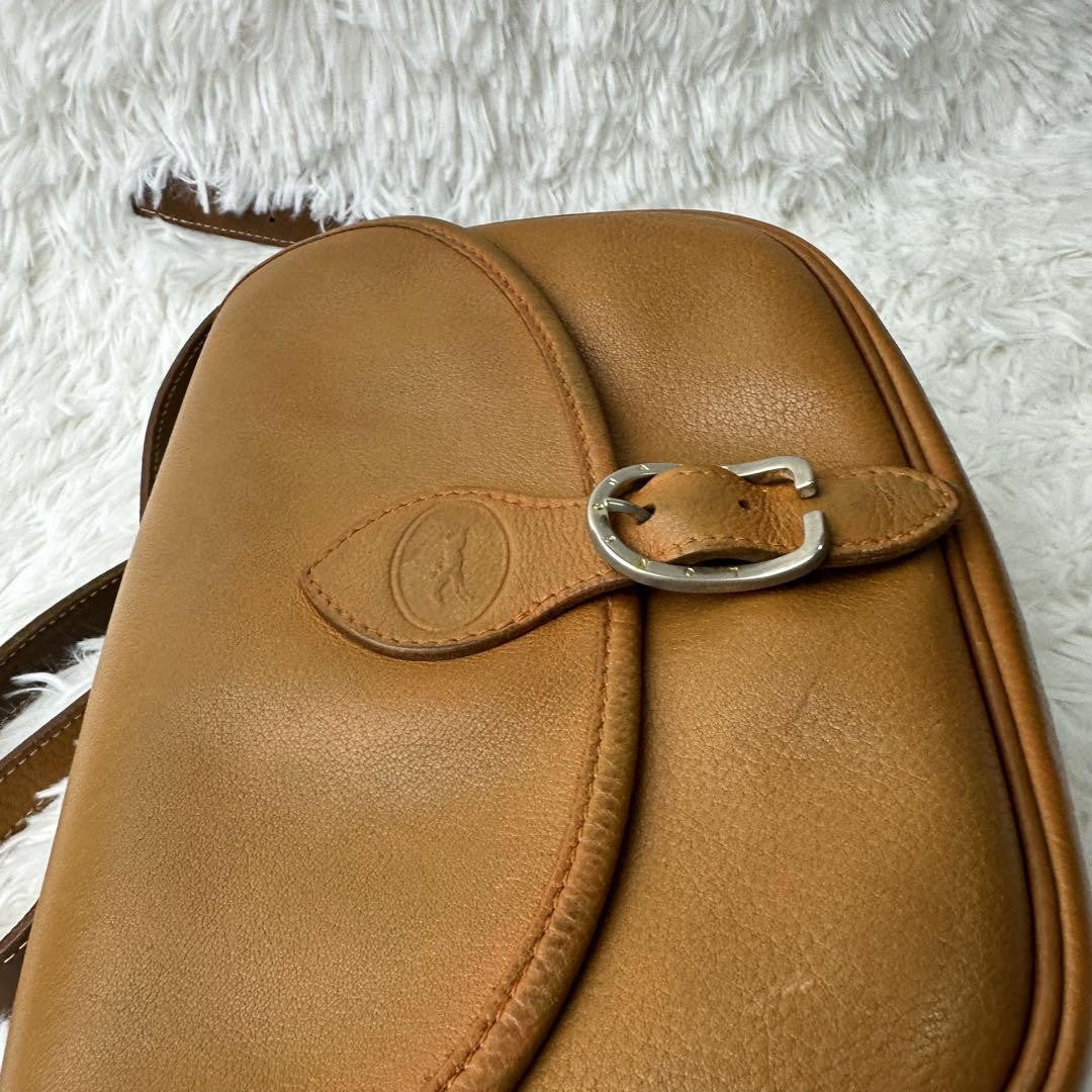 Longchamp Mini Shoulder Bag Purse Leather Camel Brown Authentic