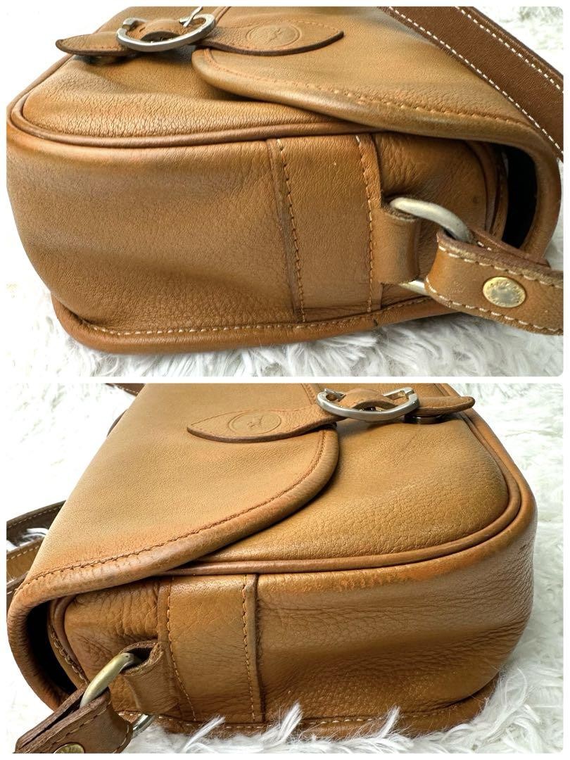 Longchamp Mini Shoulder Bag Purse Leather Camel Brown Authentic