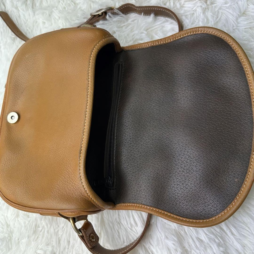 Longchamp Mini Shoulder Bag Purse Leather Camel Brown Authentic
