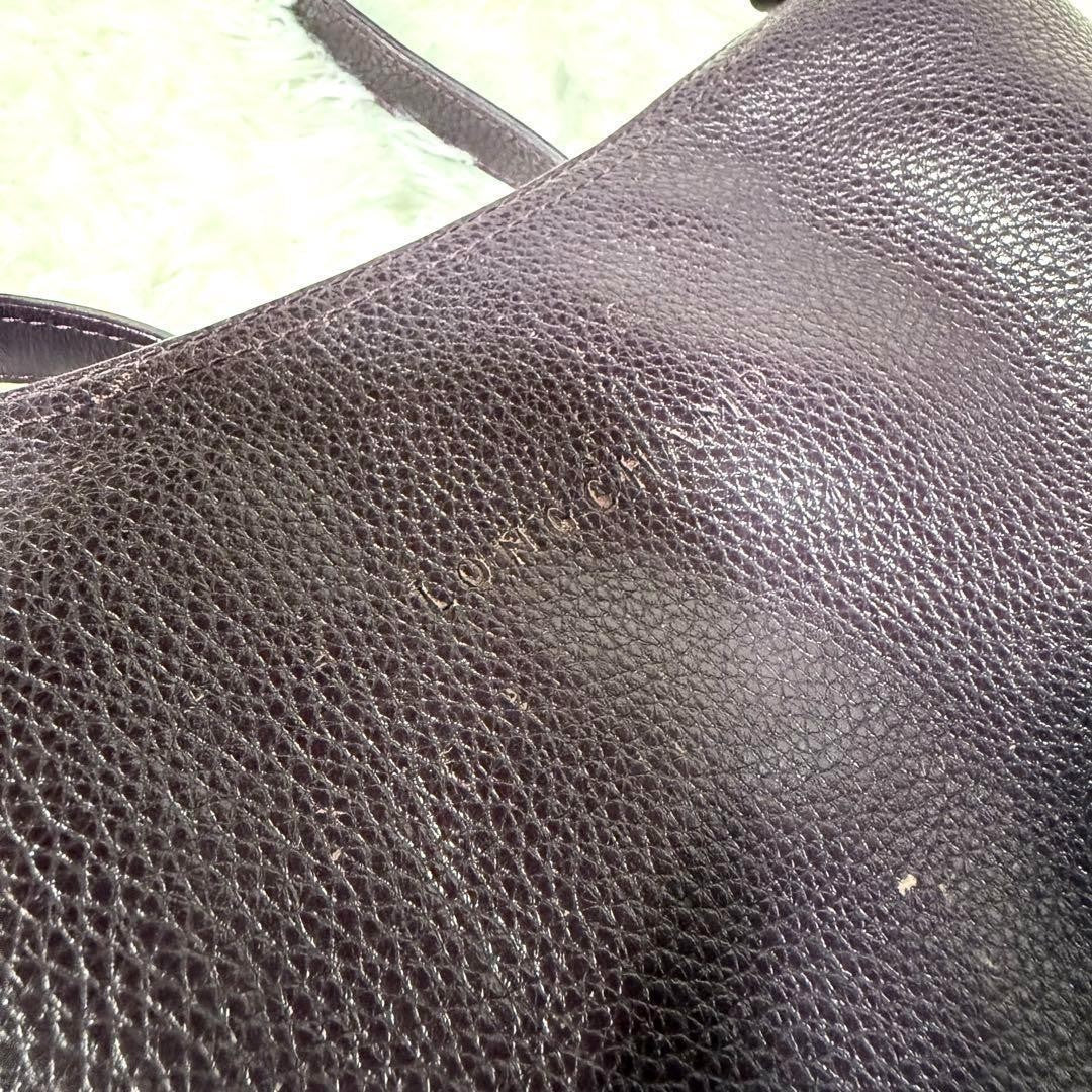 Longchamp Shoulder Bag Purse Accessory Pouch Leather Purple Authentic
