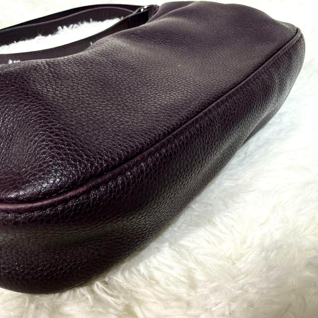 Longchamp Shoulder Bag Purse Accessory Pouch Leather Purple Authentic
