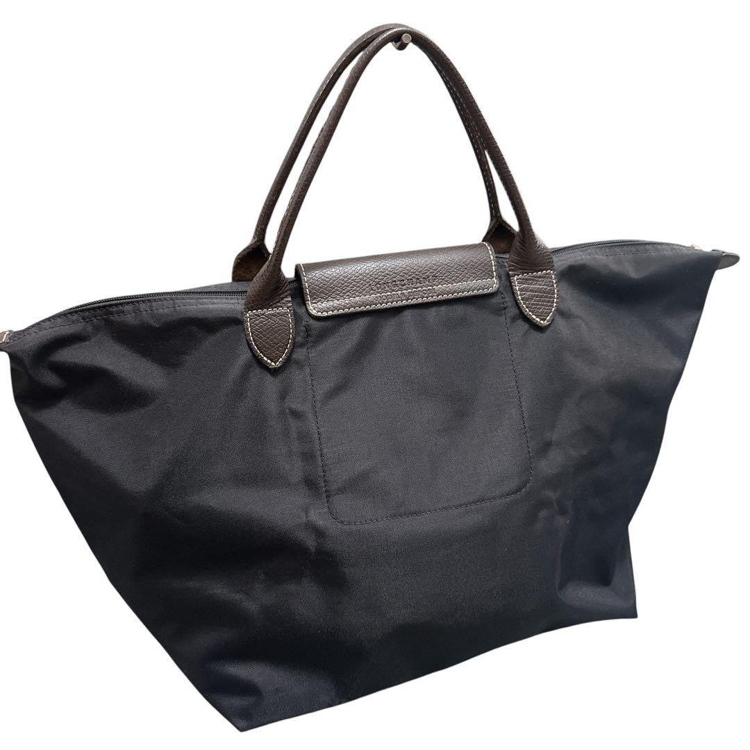 Longchamp Hand Bag Tote Purse Le Pliage Nylon Leather Black Brown Beige Auth