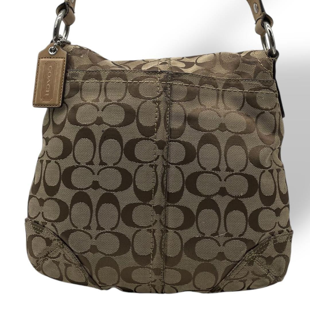 COACH Shoulder Bag Purse Signature Leather Brown Authentic
