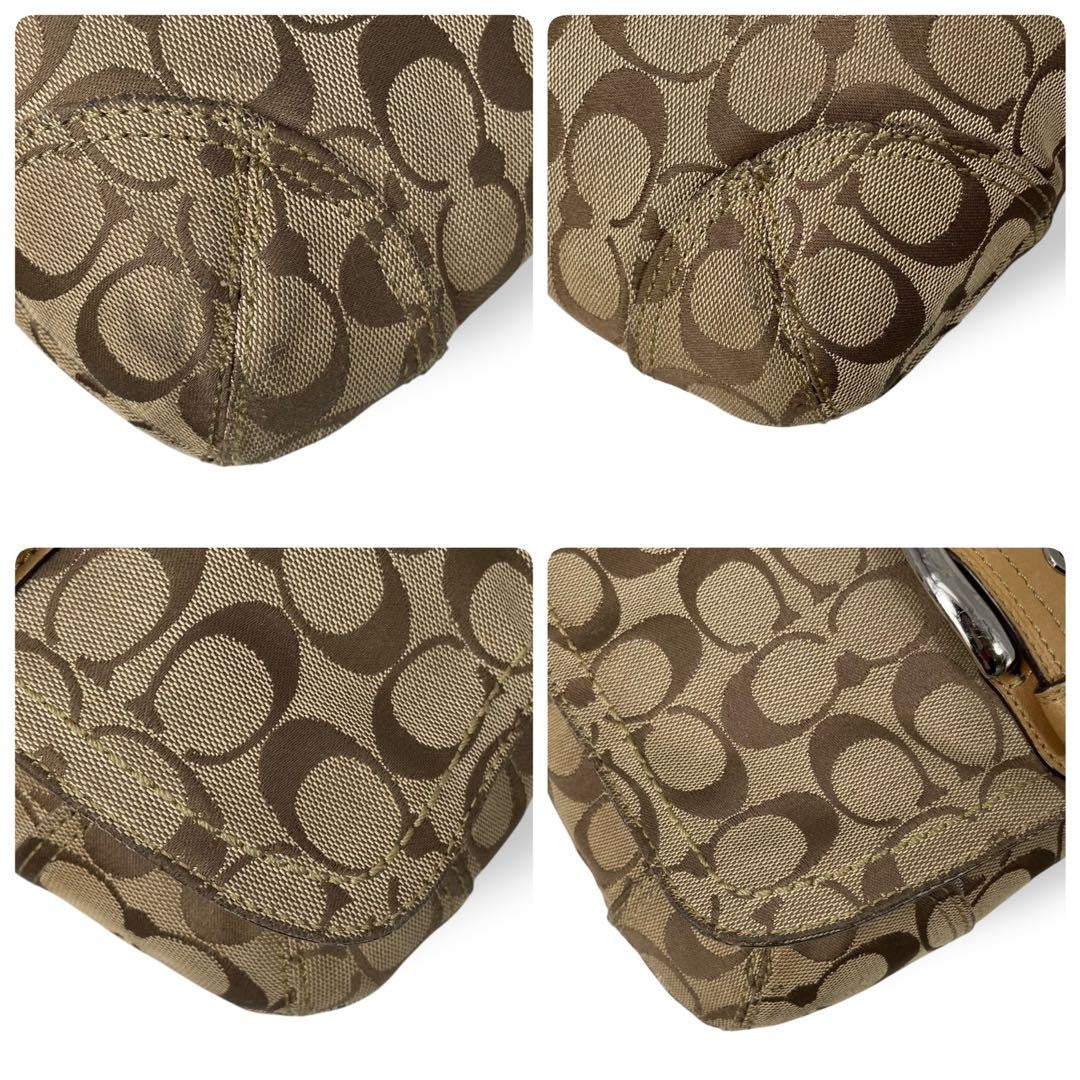 COACH Shoulder Bag Purse Signature Leather Brown Authentic