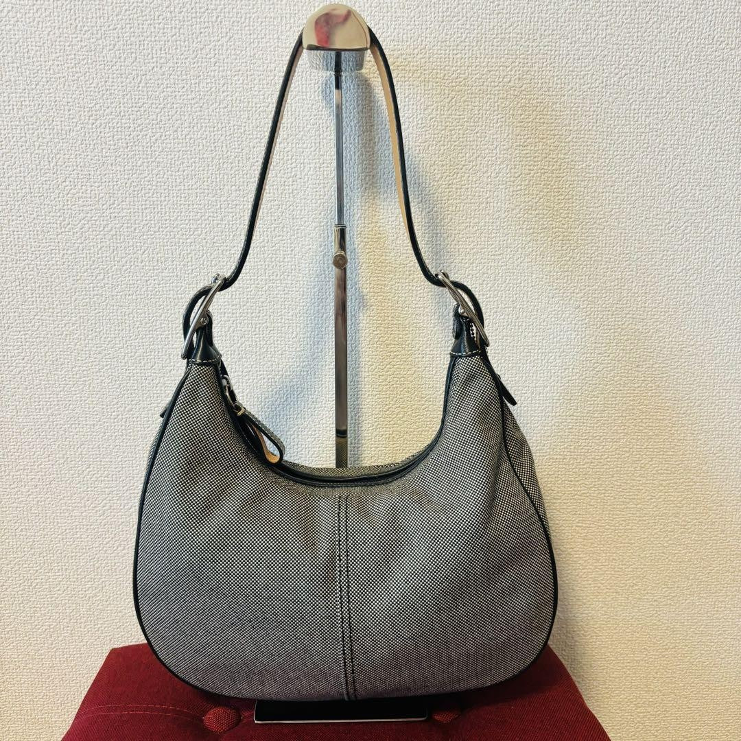 COACH Shoulder Bag Purse hobo Black White Authentic