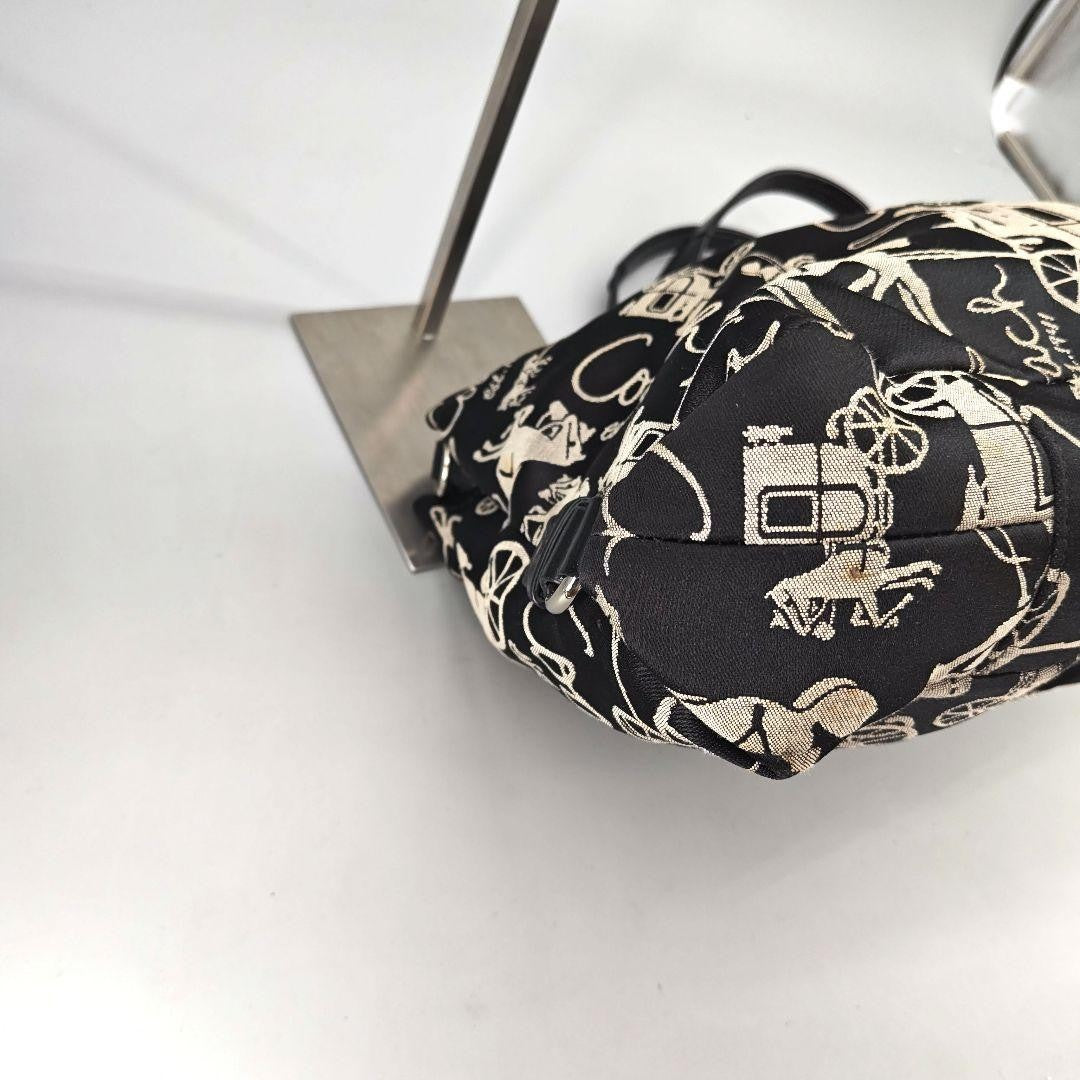 COACH Hand Bag Tote Purse Canvas Leather Black Authentic