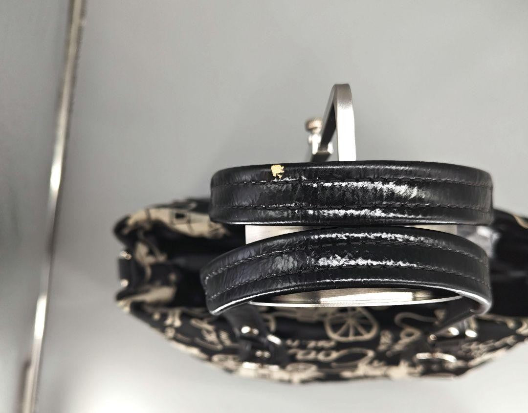 COACH Hand Bag Tote Purse Canvas Leather Black Authentic