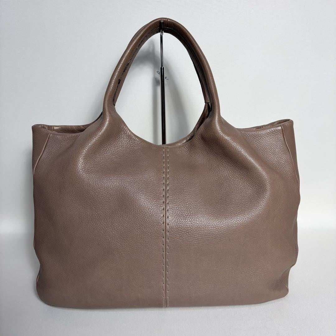 TOD'S Hand Bag Tote Purse Leather Pink Beige Authentic