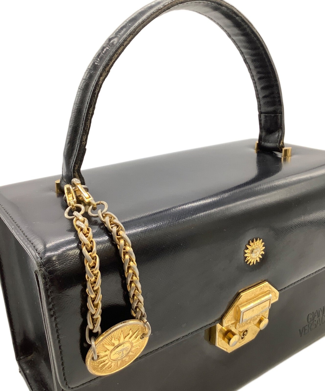 VERSACE Hand Bag Tote Purse Black Authentic