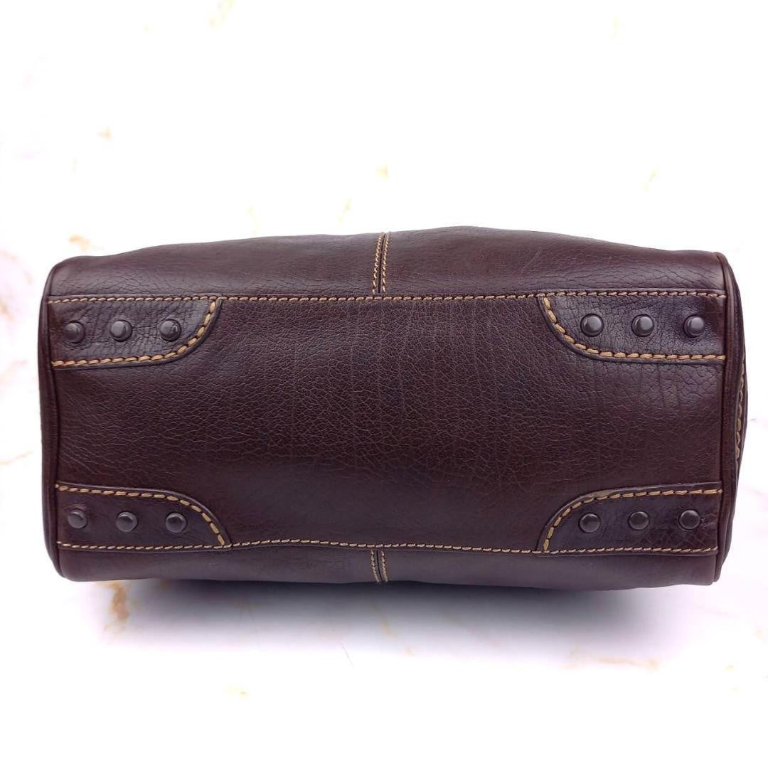 TOD'S Shoulder Bag Purse Leather Dark Brown Authentic